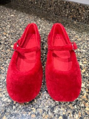 UGG ladies Red Mary Jane Plush Shoes new 8